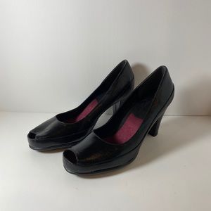Aerosoles open toes black heel a2 size 9